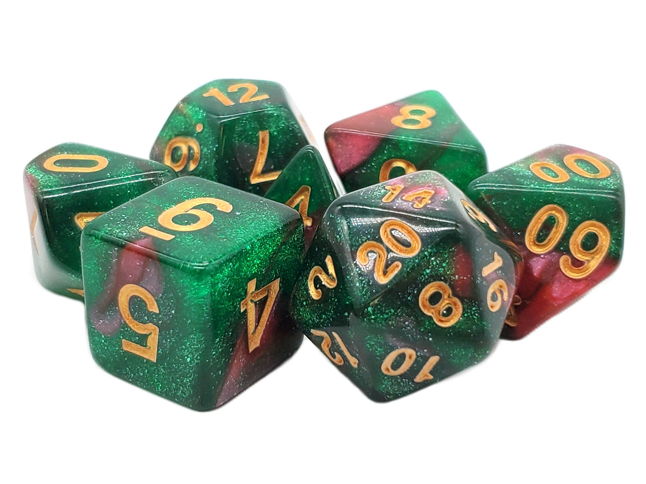 Old School 7 Piece DnD RPG Dice Set: Galaxy - Path of Roses | Deep Dive Games St. Marys