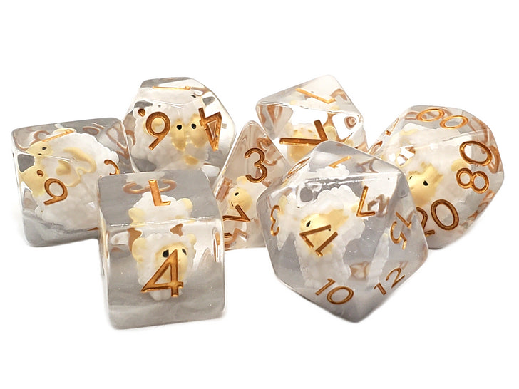 Old School 7 Piece DnD RPG Dice Set: Animal Kingdom - Sheep | Deep Dive Games St. Marys