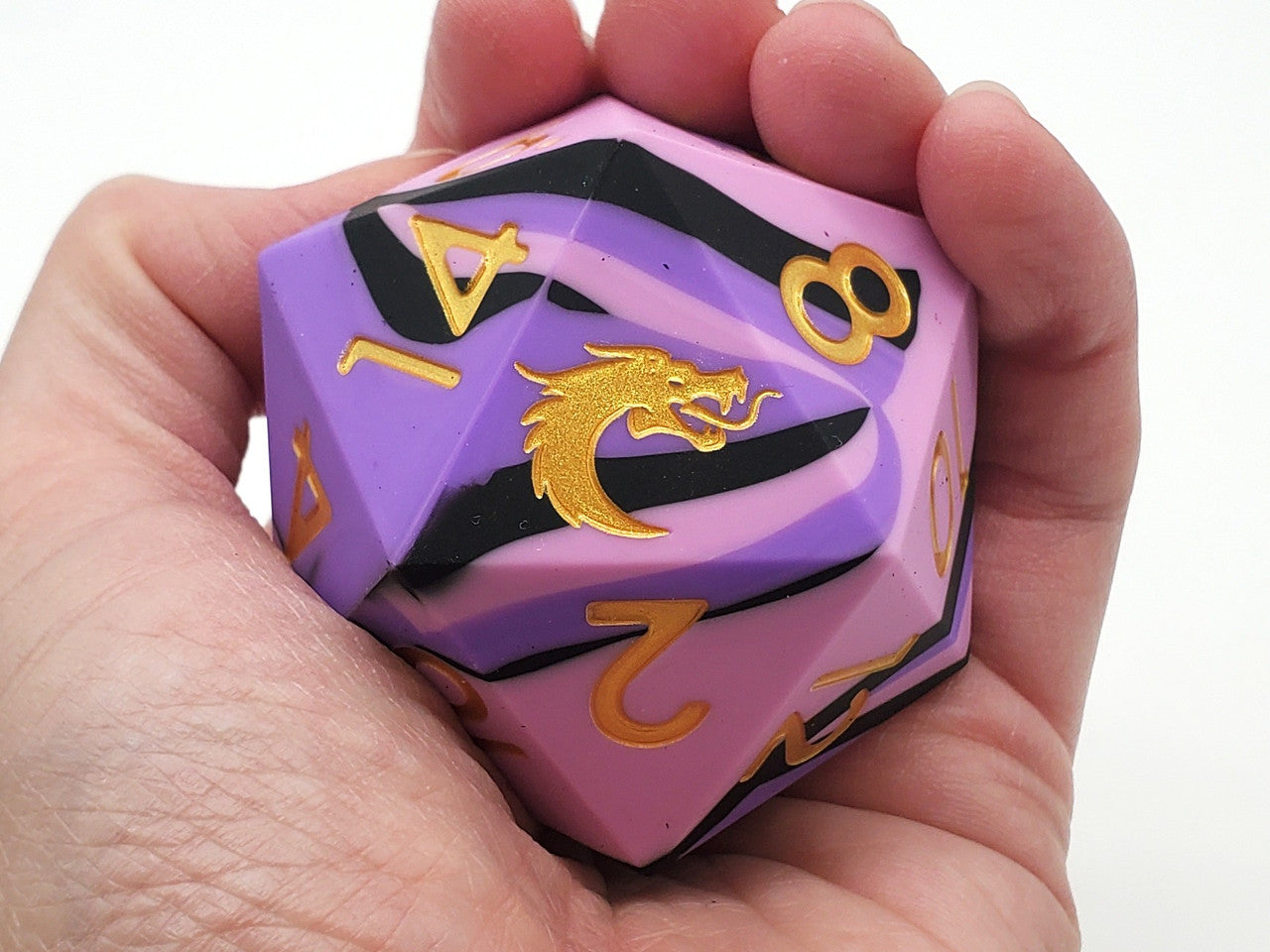 Old School Dice: Silicone 50mm D20 - Purple, Pink & Black | Deep Dive Games St. Marys