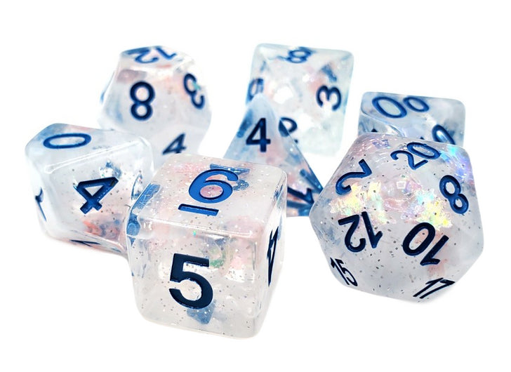 Old School 7 Piece DnD RPG Dice Set: Infused - Snowy Day | Deep Dive Games St. Marys