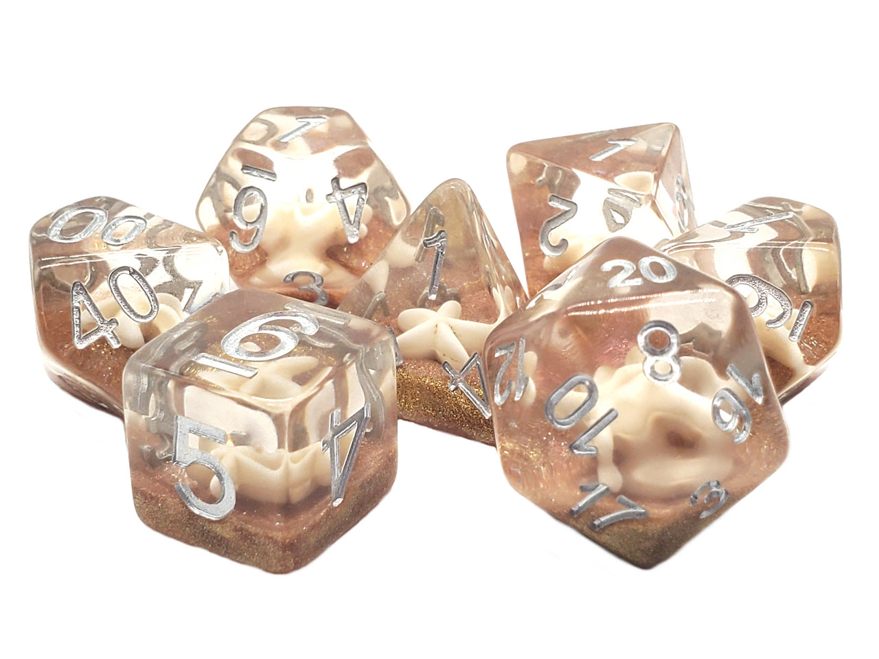 Old School 7 Piece DnD RPG Dice Set: Animal Kingdom - Starfish - Brown | Deep Dive Games St. Marys