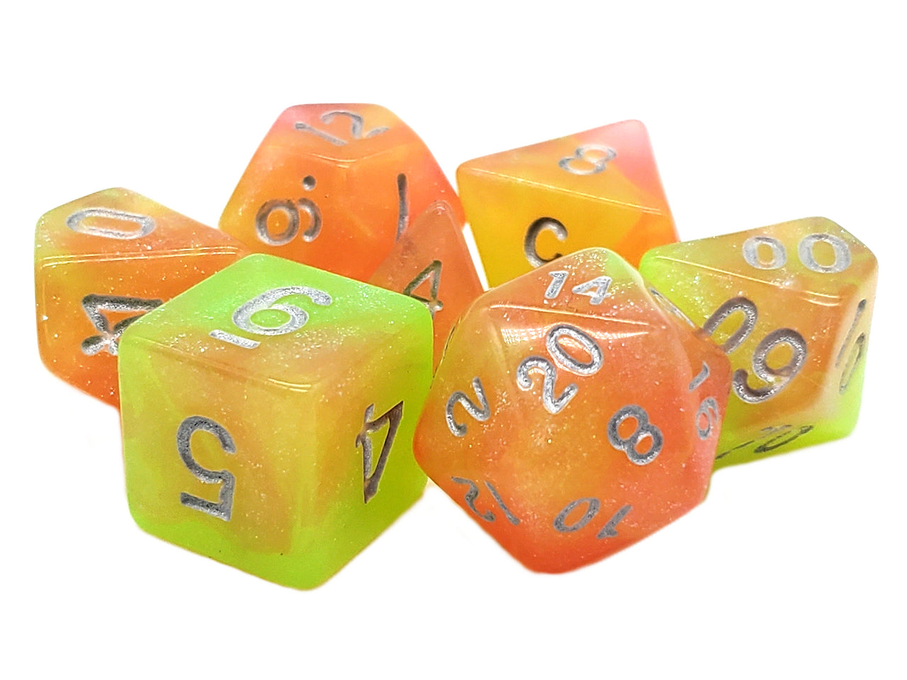 Old School 7 Piece DnD RPG Dice Set: Galaxy - Sunburst | Deep Dive Games St. Marys