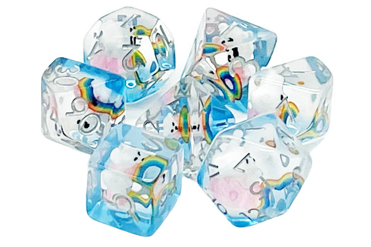 Old School 7 Piece DnD RPG Dice Set: Animal Kingdom - Teddy Bears & Rainbows | Deep Dive Games St. Marys