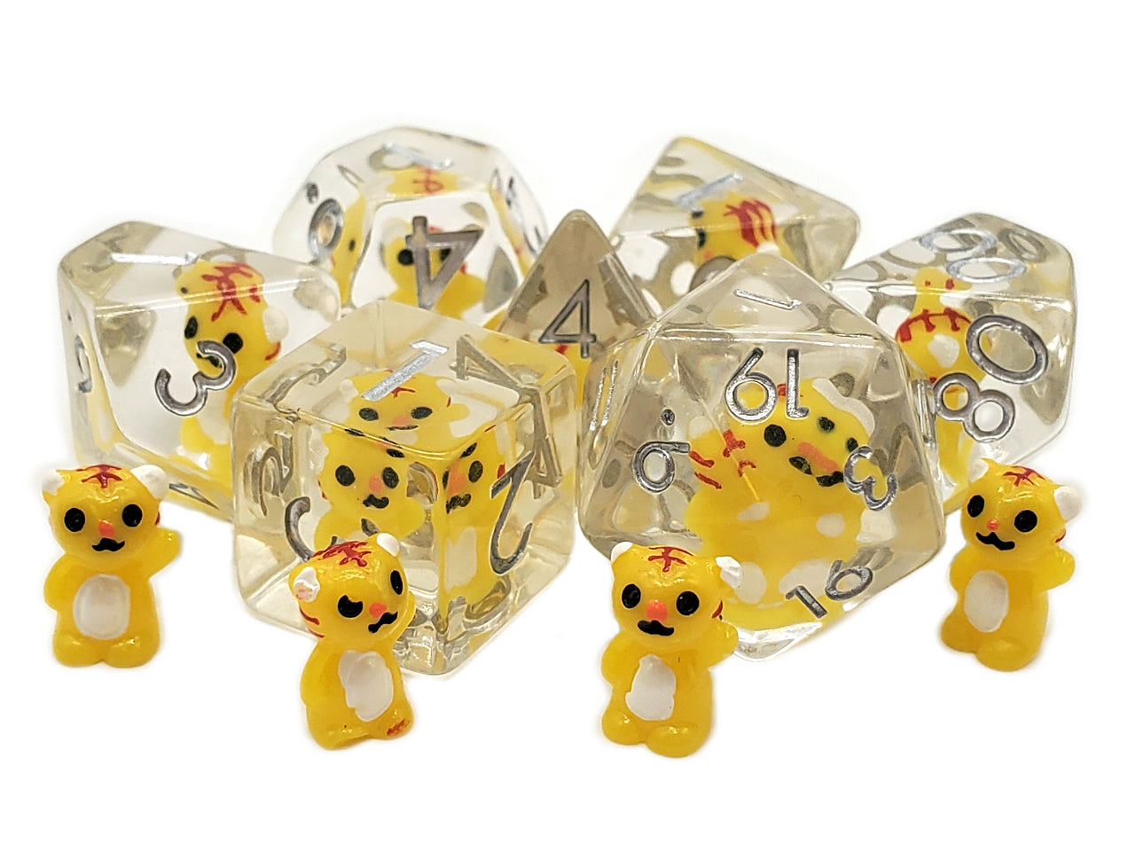 Old School 7 Piece DnD RPG Dice Set: Animal Kingdom - Tiger Cub | Deep Dive Games St. Marys