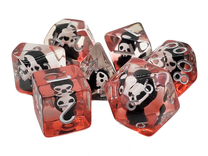 Old School 7 Piece DnD RPG Dice Set: Infused - Demon - Black | Deep Dive Games St. Marys