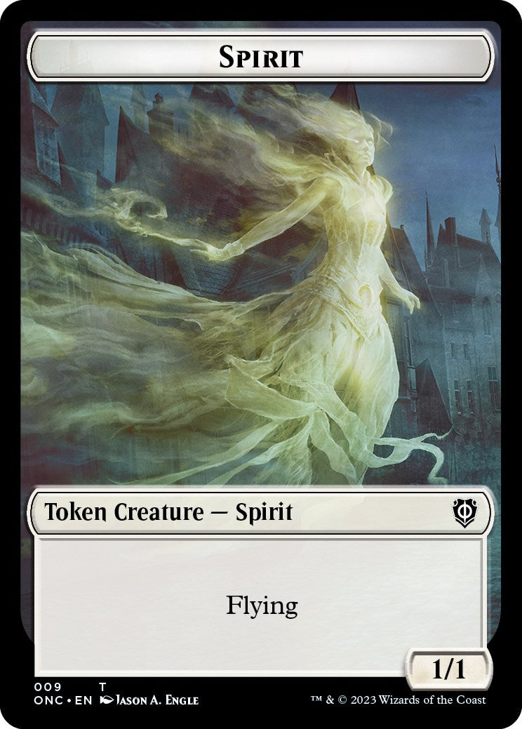 Human // Spirit Double-Sided Token [Phyrexia: All Will Be One Commander Tokens] | Deep Dive Games St. Marys