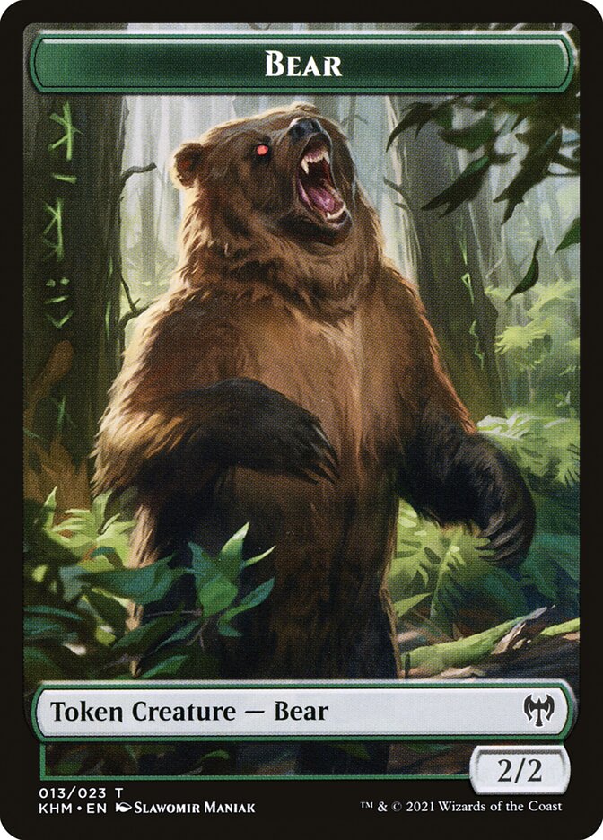 Elf Warrior // Bear Double-Sided Token [Kaldheim Tokens] | Deep Dive Games St. Marys