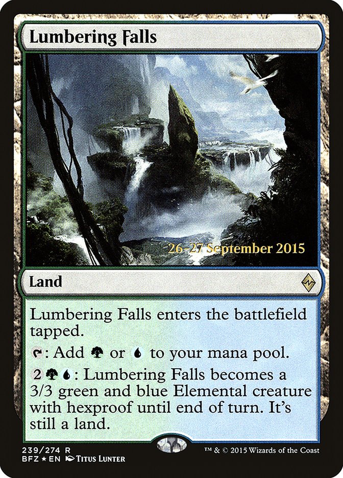 Lumbering Falls [Battle for Zendikar Prerelease Promos] | Deep Dive Games St. Marys