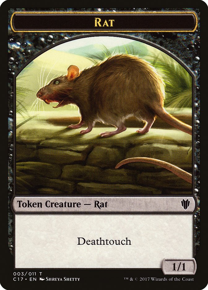 Cat Warrior (008) // Rat (003) Double-Sided Token [Commander 2017 Tokens] | Deep Dive Games St. Marys