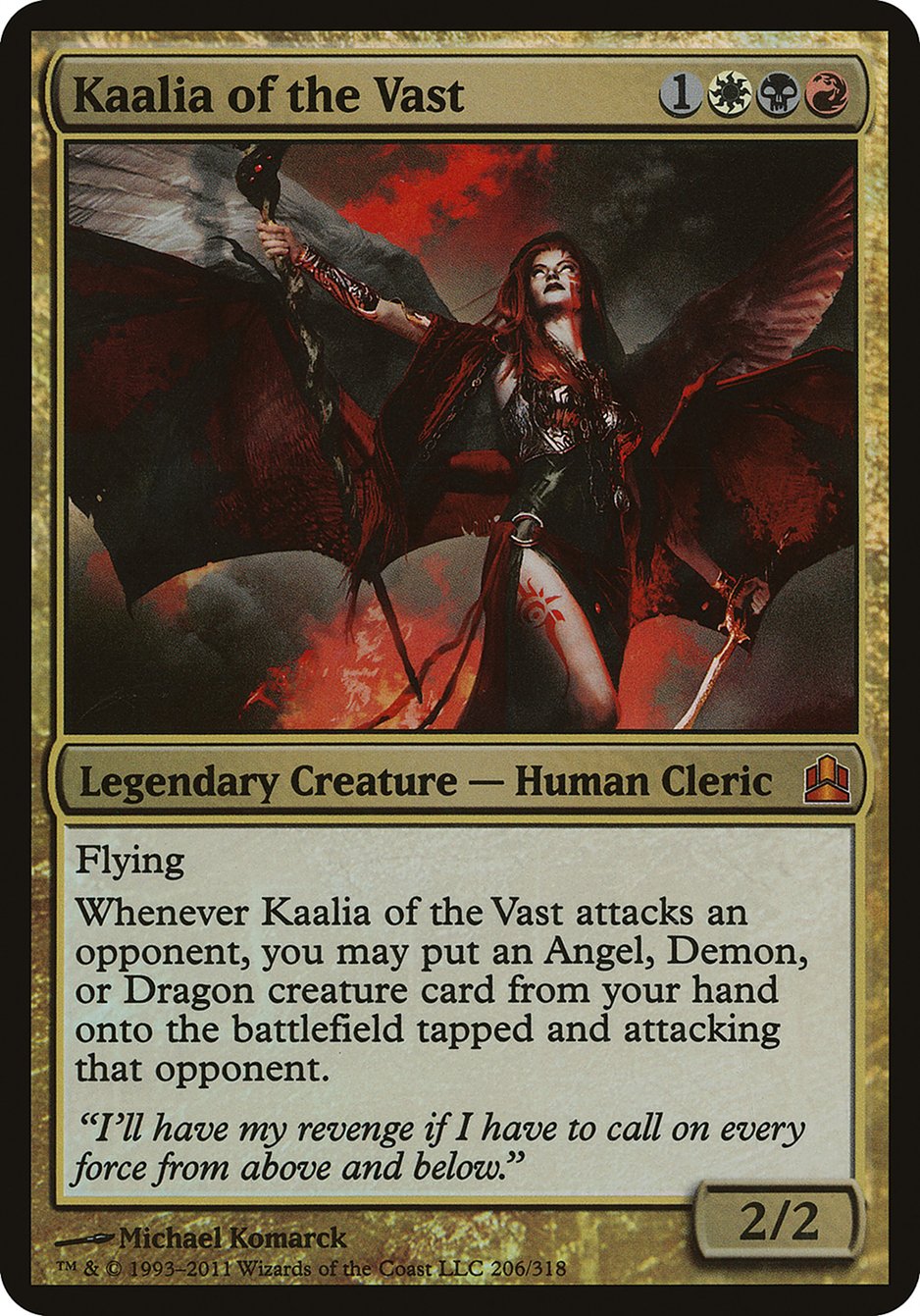 Kaalia of the Vast (Oversized) [Commander 2011 Oversized] | Deep Dive Games St. Marys