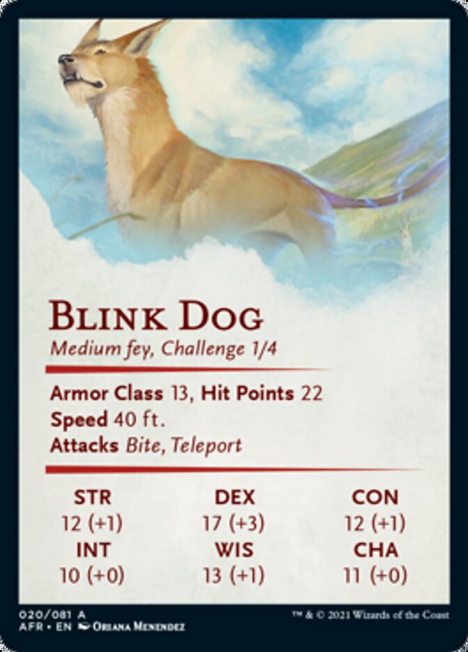 Blink Dog Art Card [Dungeons & Dragons: Adventures in the Forgotten Realms Art Series] | Deep Dive Games St. Marys