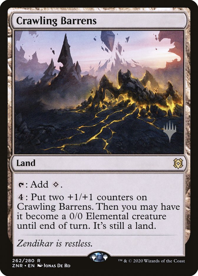 Crawling Barrens (Promo Pack) [Zendikar Rising Promos] | Deep Dive Games St. Marys