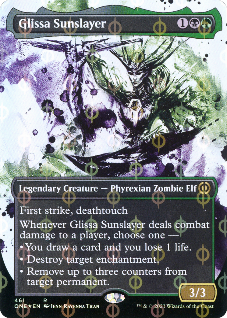 Glissa Sunslayer (Borderless Ichor Step-and-Compleat Foil) [Phyrexia: All Will Be One] | Deep Dive Games St. Marys