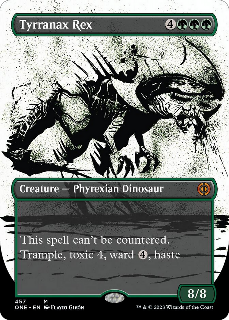 Tyrranax Rex (Borderless Ichor Step-and-Compleat Foil) [Phyrexia: All Will Be One] | Deep Dive Games St. Marys