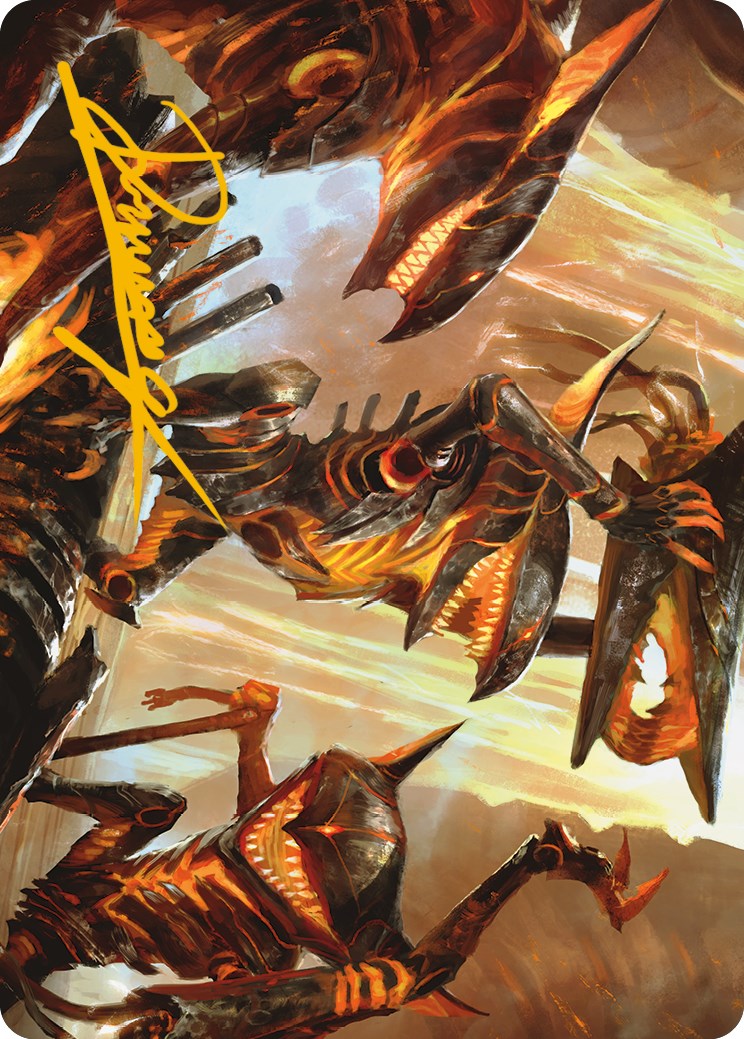 Gleeful Demolition Art Card (Gold-Stamped Signature) [Phyrexia: All Will Be One Art Series] | Deep Dive Games St. Marys