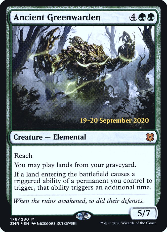 Ancient Greenwarden [Zendikar Rising Prerelease Promos] | Deep Dive Games St. Marys