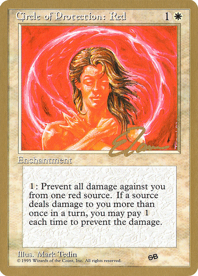 Circle of Protection: Red (Eric Tam) (SB) [Pro Tour Collector Set] | Deep Dive Games St. Marys