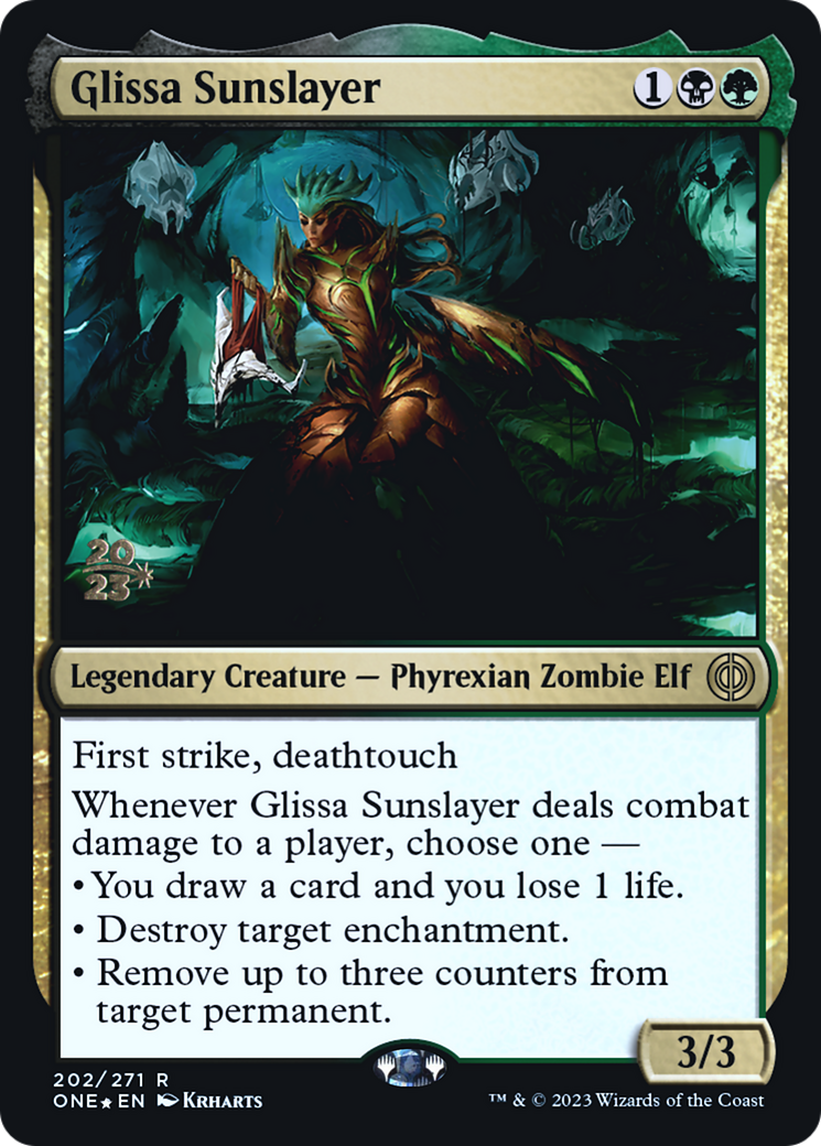 Glissa Sunslayer [Phyrexia: All Will Be One Prerelease Promos] | Deep Dive Games St. Marys