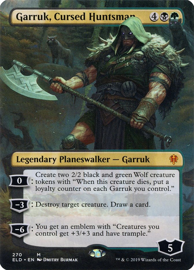 Garruk, Cursed Huntsman (Borderless) [Throne of Eldraine] | Deep Dive Games St. Marys