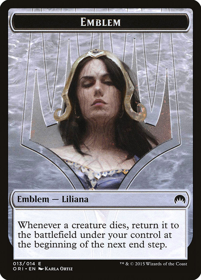 Liliana, Defiant Necromancer Emblem [Magic Origins Tokens] | Deep Dive Games St. Marys