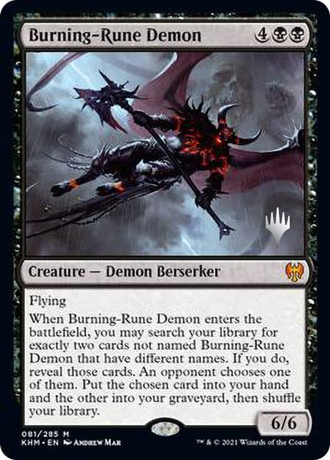 Burning-Rune Demon (Promo Pack) [Kaldheim Promos] | Deep Dive Games St. Marys