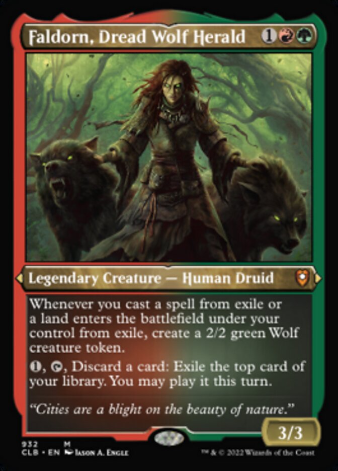 Faldorn, Dread Wolf Herald (Display Commander) (Foil Etched) [Commander Legends: Battle for Baldur's Gate] | Deep Dive Games St. Marys