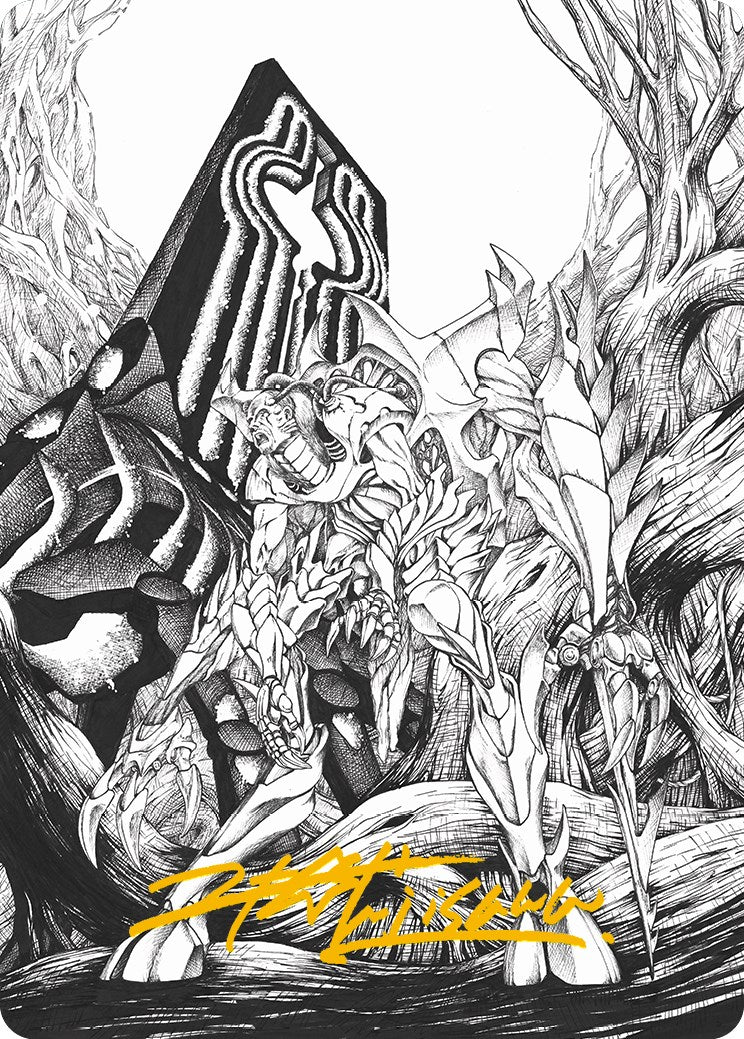 Lukka, Bound to Ruin Art Card (Gold-Stamped Signature) [Phyrexia: All Will Be One Art Series] | Deep Dive Games St. Marys