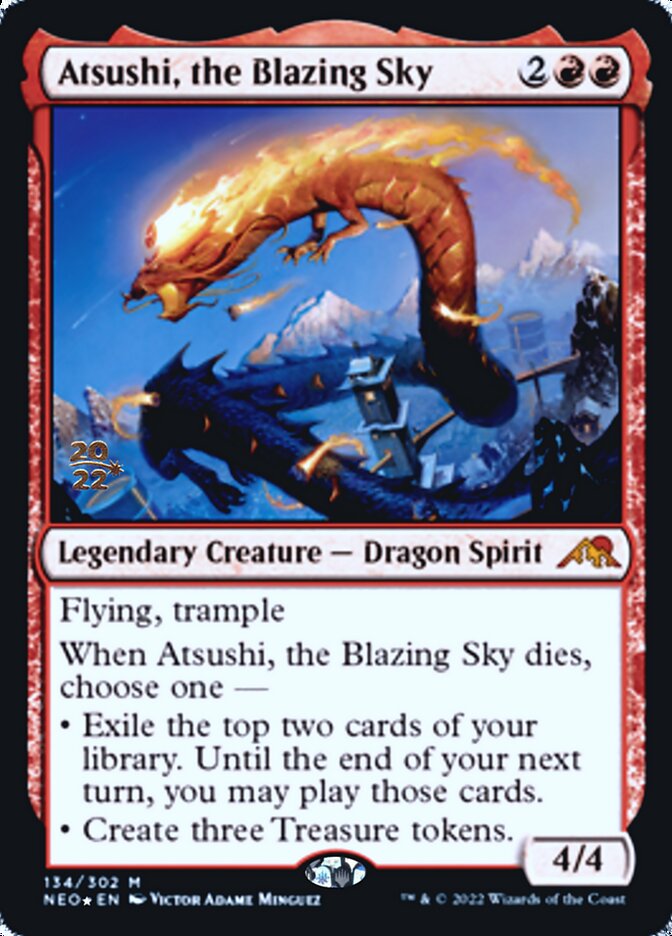 Atsushi, the Blazing Sky [Kamigawa: Neon Dynasty Prerelease Promos] | Deep Dive Games St. Marys