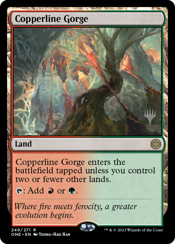 Copperline Gorge (Promo Pack) [Phyrexia: All Will Be One Promos] | Deep Dive Games St. Marys