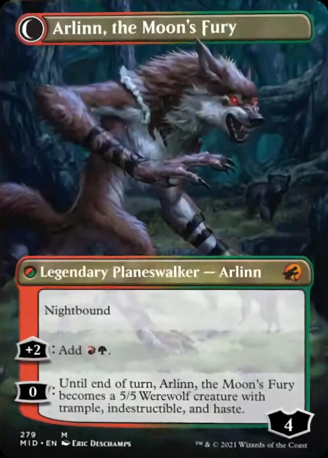 Arlinn, the Pack's Hope // Arlinn, the Moon's Fury (Borderless) [Innistrad: Midnight Hunt] | Deep Dive Games St. Marys