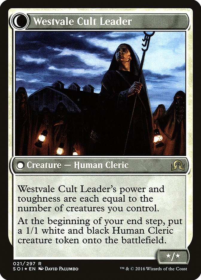 Hanweir Militia Captain // Westvale Cult Leader [Shadows over Innistrad Prerelease Promos] | Deep Dive Games St. Marys