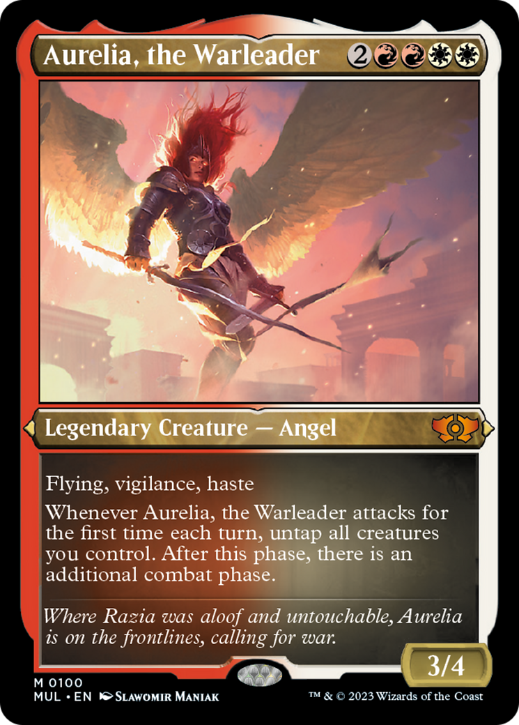 Aurelia, the Warleader (Foil Etched) [Multiverse Legends] | Deep Dive Games St. Marys