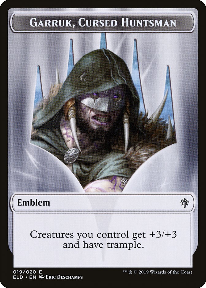 Garruk, Cursed Huntsman Emblem [Throne of Eldraine Tokens] | Deep Dive Games St. Marys