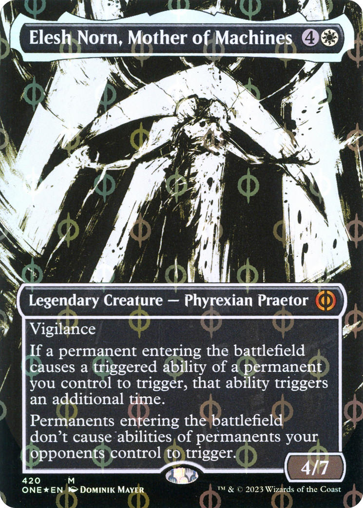 Elesh Norn, Mother of Machines (Borderless Ichor Step-and-Compleat Foil) [Phyrexia: All Will Be One] | Deep Dive Games St. Marys