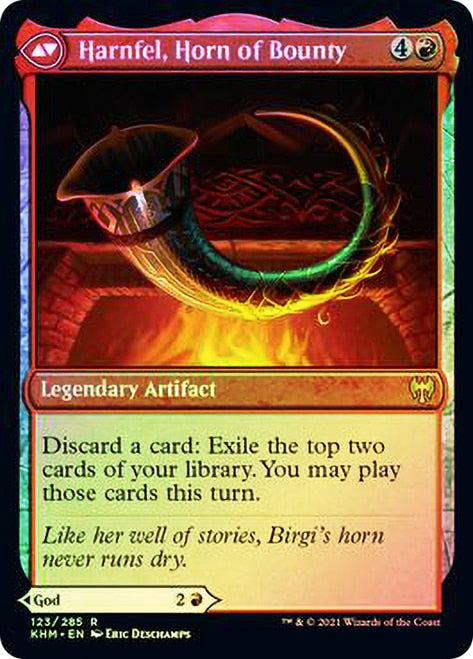 Birgi, God of Storytelling // Harnfel, Horn of Bounty [Kaldheim Prerelease Promos] | Deep Dive Games St. Marys