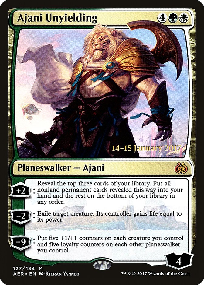 Ajani Unyielding [Aether Revolt Prerelease Promos] | Deep Dive Games St. Marys