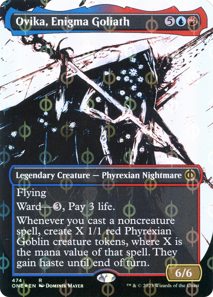 Ovika, Enigma Goliath (Borderless Ichor Step-and-Compleat Foil) [Phyrexia: All Will Be One] | Deep Dive Games St. Marys