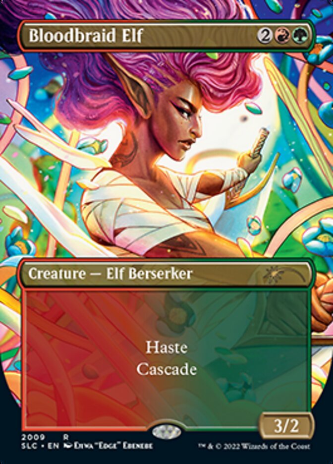 Bloodbraid Elf (Borderless Alternate Art) [Secret Lair 30th Anniversary Countdown Kit] | Deep Dive Games St. Marys