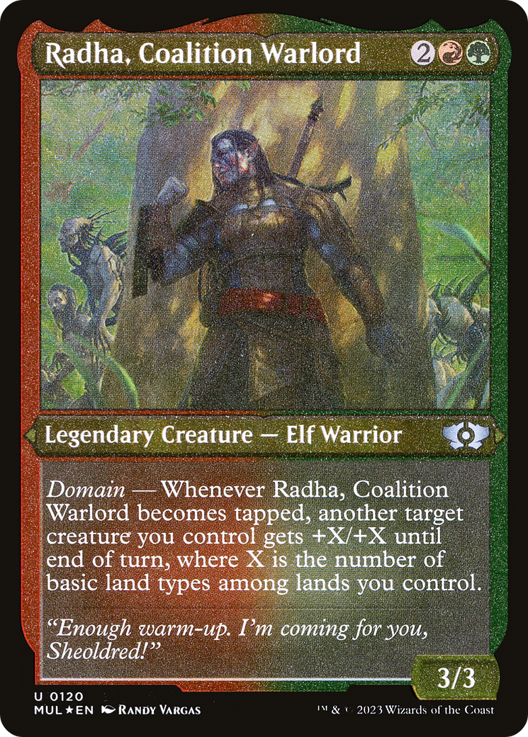 Radha, Coalition Warlord (Foil Etched) [Multiverse Legends] | Deep Dive Games St. Marys