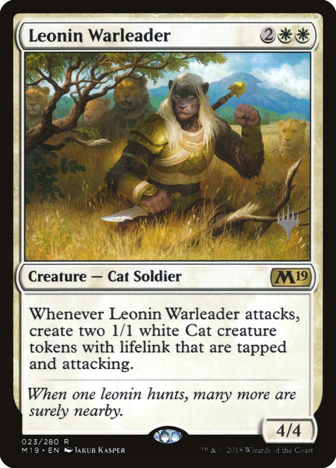 Leonin Warleader (Promo Pack) [Core Set 2019 Promos] | Deep Dive Games St. Marys