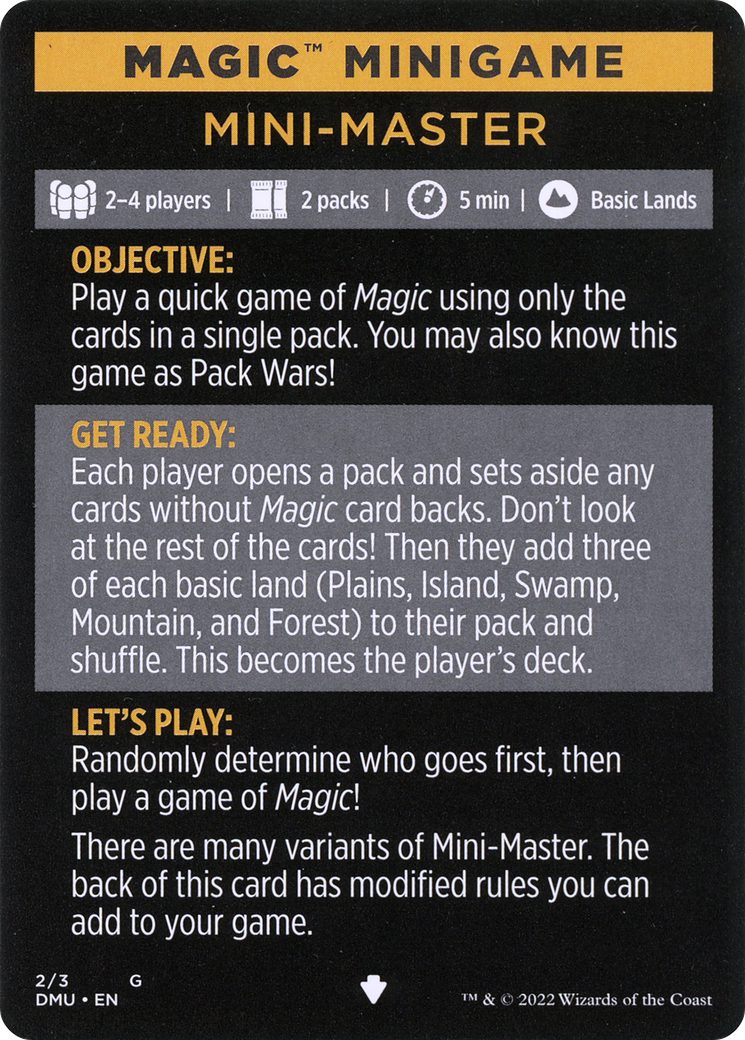 Mini-Master (Magic Minigame) [Commander Legends: Battle for Baldur's Gate Minigame] | Deep Dive Games St. Marys