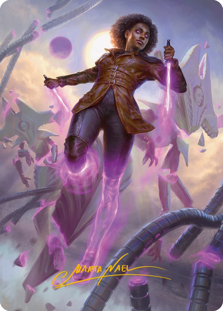 Kaya, Intangible Slayer Art Card (Gold-Stamped Signature) [Phyrexia: All Will Be One Art Series] | Deep Dive Games St. Marys