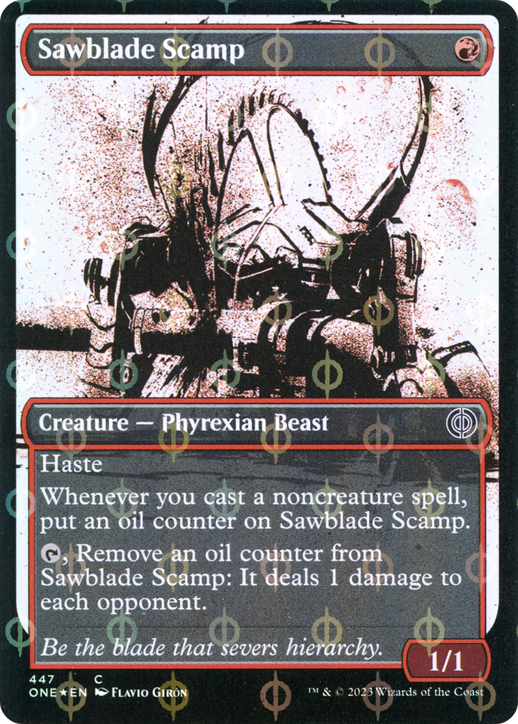 Sawblade Scamp (Showcase Ichor Step-and-Compleat Foil) [Phyrexia: All Will Be One] | Deep Dive Games St. Marys