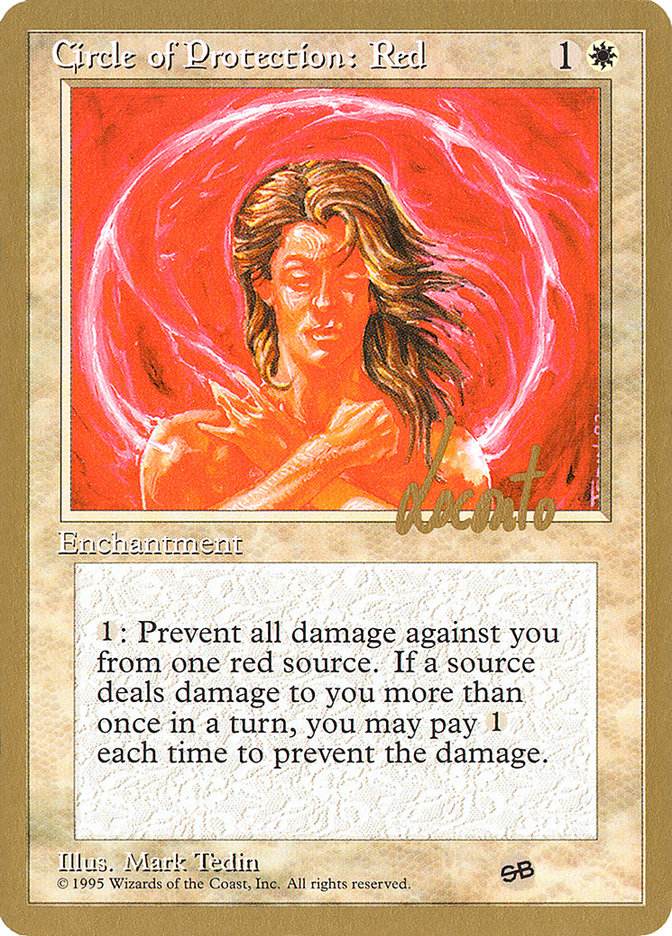 Circle of Protection: Red (Michael Loconto) (SB) (4ED) [Pro Tour Collector Set] | Deep Dive Games St. Marys