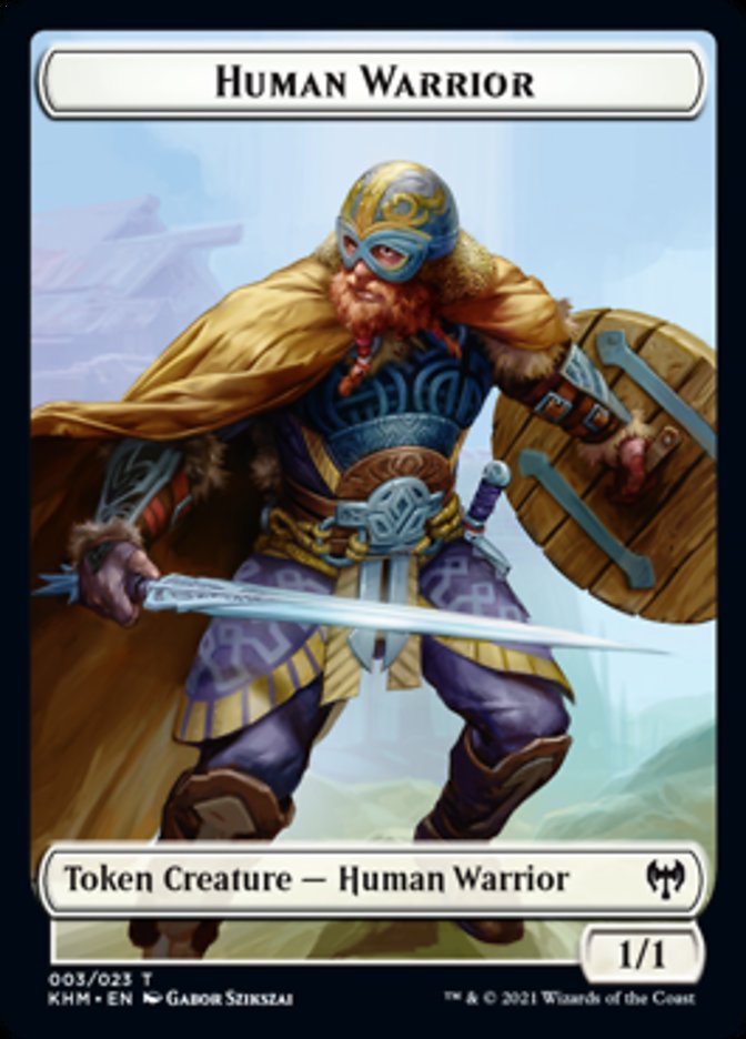 Human Warrior Token [Kaldheim Tokens] | Deep Dive Games St. Marys