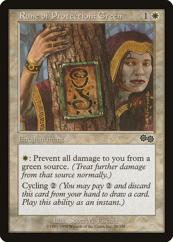 Rune of Protection: Green [Urza's Saga] | Deep Dive Games St. Marys