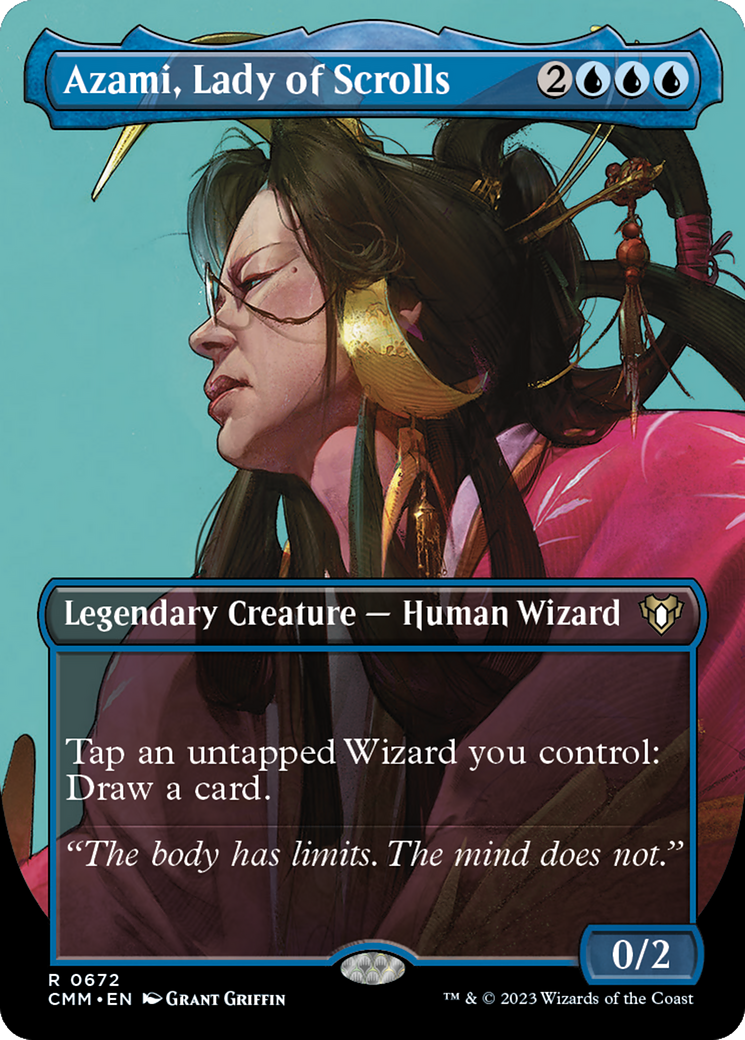 Azami, Lady of Scrolls (Borderless Profile) [Commander Masters] | Deep Dive Games St. Marys
