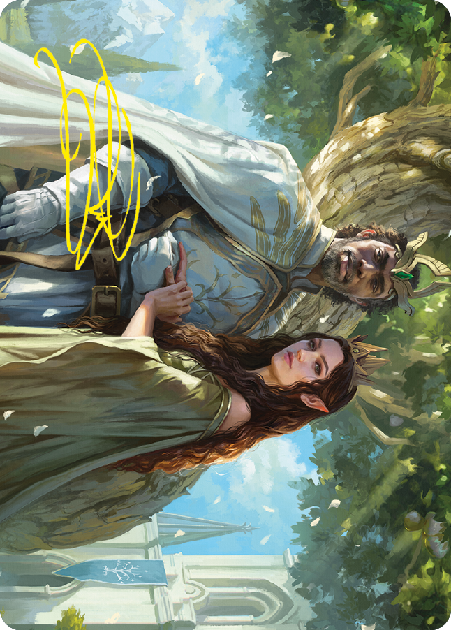 Aragorn and Arwen, Wed Art Card (Gold-Stamped Signature) [The Lord of the Rings: Tales of Middle-earth Art Series] | Deep Dive Games St. Marys