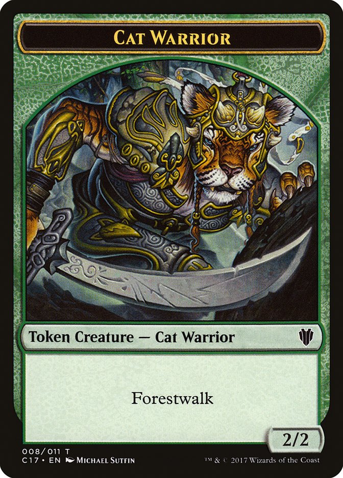 Cat Warrior (008) // Rat (003) Double-Sided Token [Commander 2017 Tokens] | Deep Dive Games St. Marys