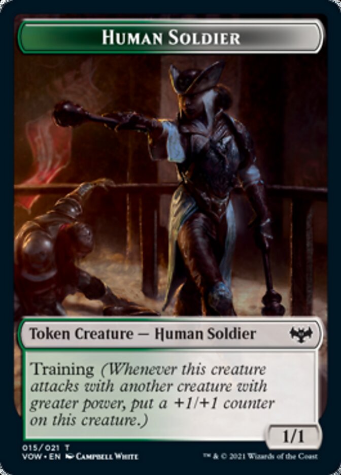 Zombie (008) // Human Soldier Double-Sided Token [Innistrad: Crimson Vow Tokens] | Deep Dive Games St. Marys